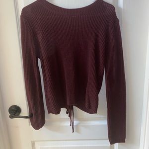 Maroon sweater with tie back